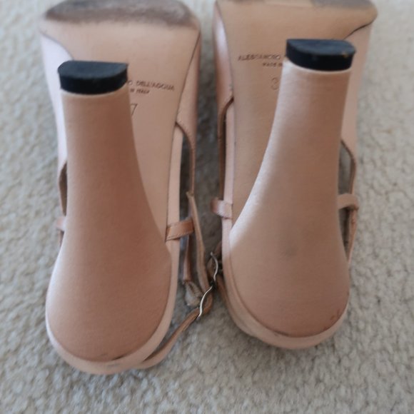 ALESSANDRO DELL'ACQUA SATIN HEEL BEIGE/PEACH/PINK WITH BLOCK HEEL - Picture 11 of 16